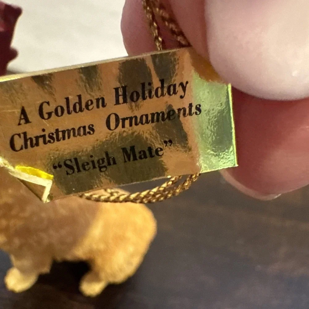 Danbury Mint a‎ Golden Holiday Christmas Ornament Sleigh Mate Golden Retriever